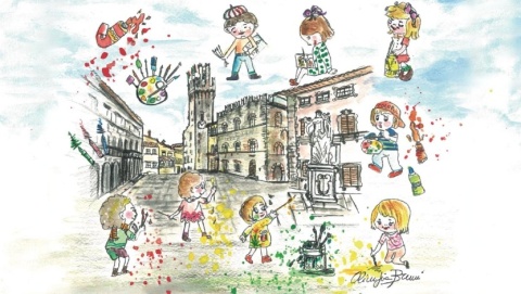 Locandina concorso di pittura "Scopri i tesori di Arezzo"