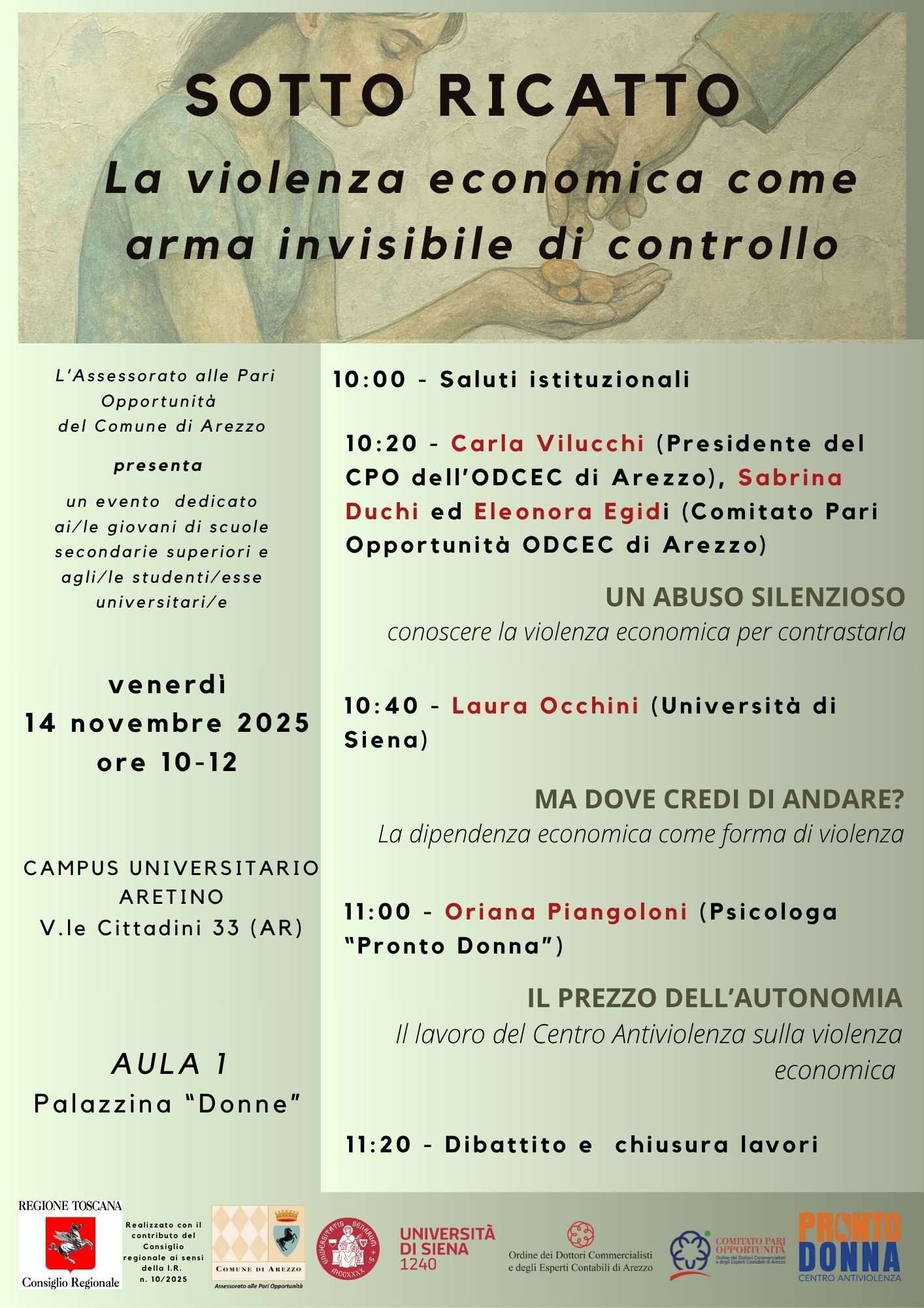 Locandina Convegno "Sotto ricatto - La violenza economica come arma invisibile di controllo"