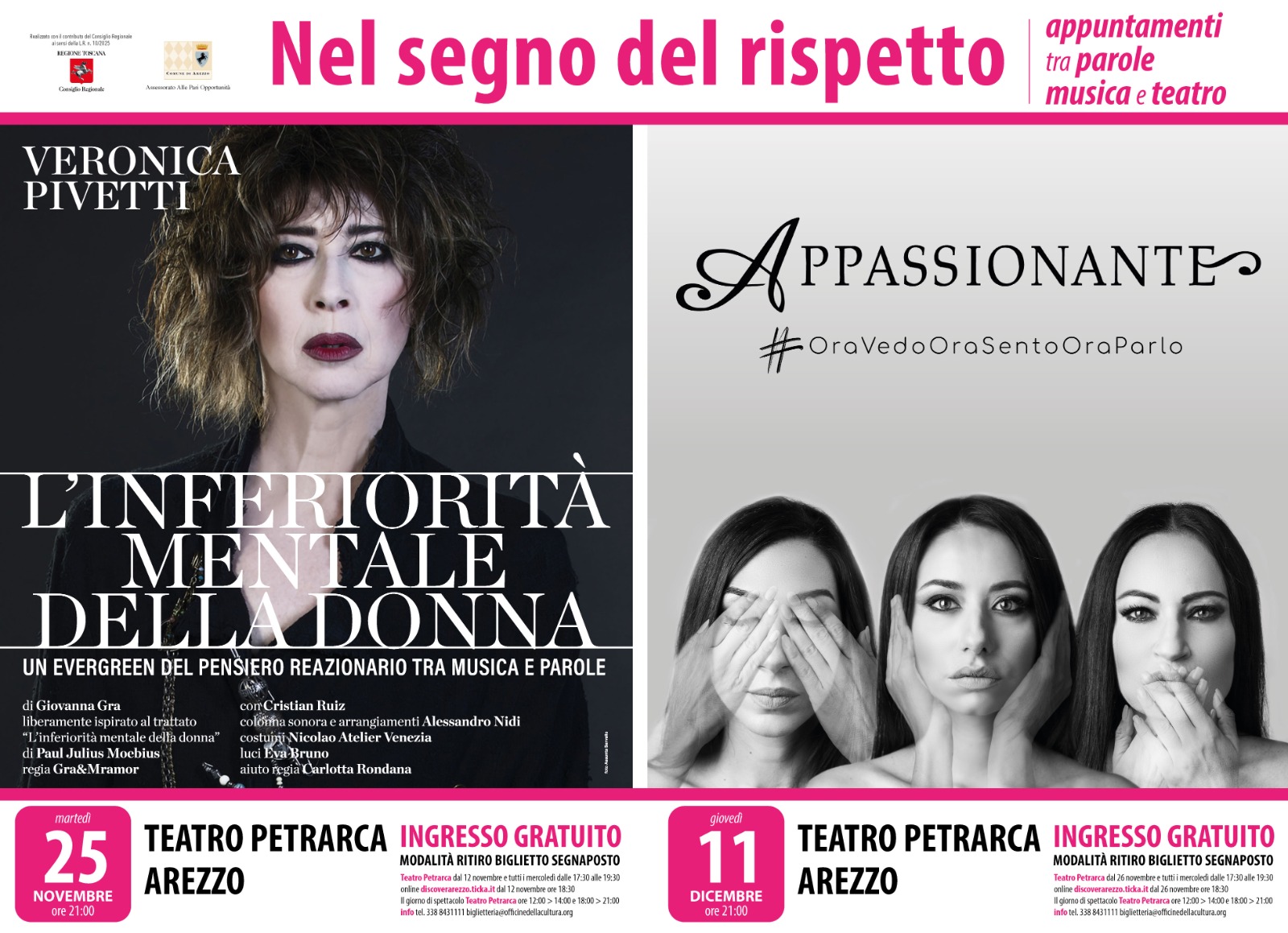 Locandina "Nel segno del rispetto - appuntamenti tra parole, musica e teatro"