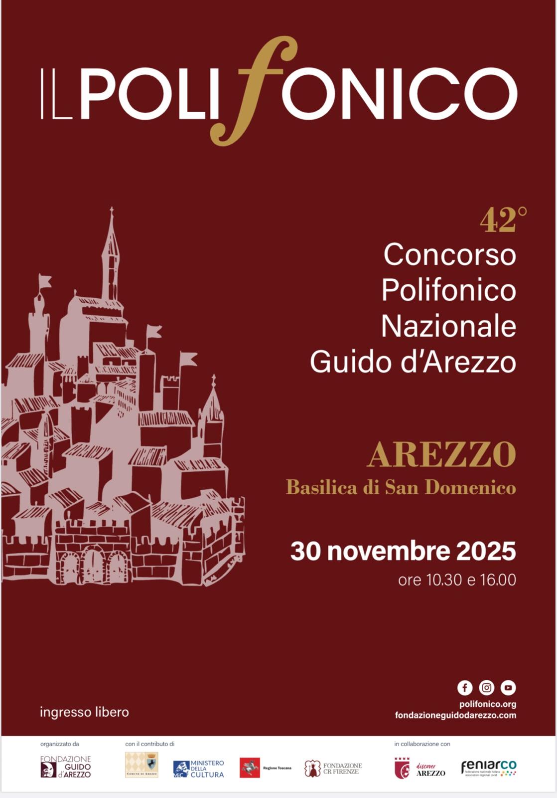 Locandina 42ª edizione del Concorso Polifonico Nazionale “Guido d’Arezzo” 2025